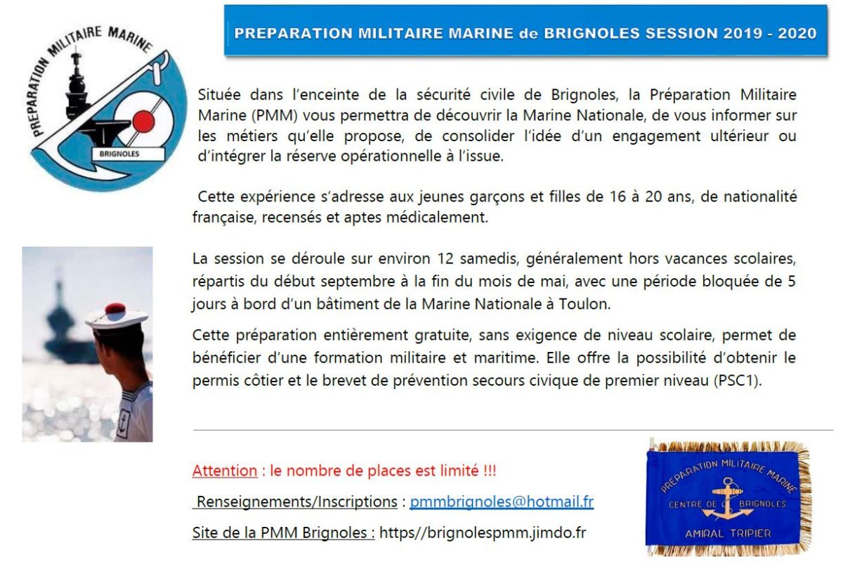 Préparation Militaire Marine de Brignoles – Session 2019-2020