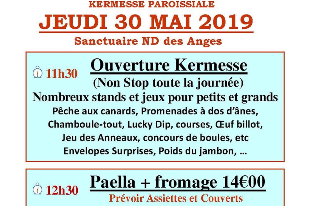 [Kermesse] Jeudi 30 mai à Notre Dame des Anges