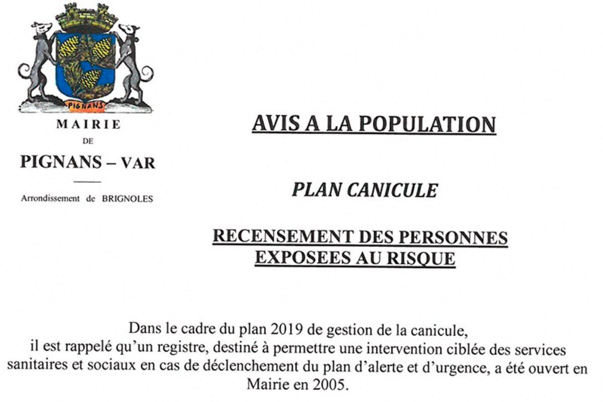 Plan canicule : Recensement des personnes exposées au risque