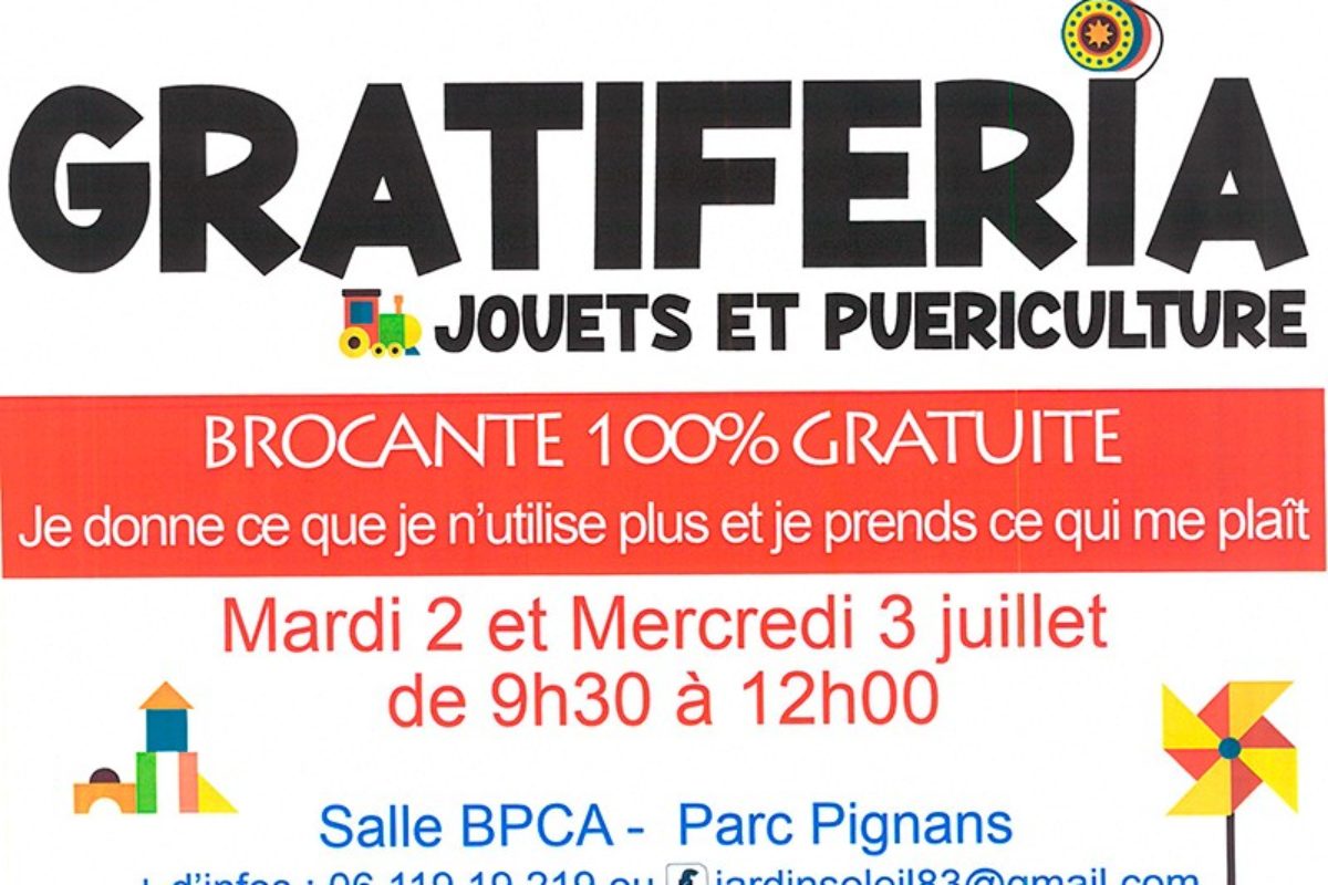 2 et 3 juillet – Gratiferia – Salle BCPA – 9h30 à 12h