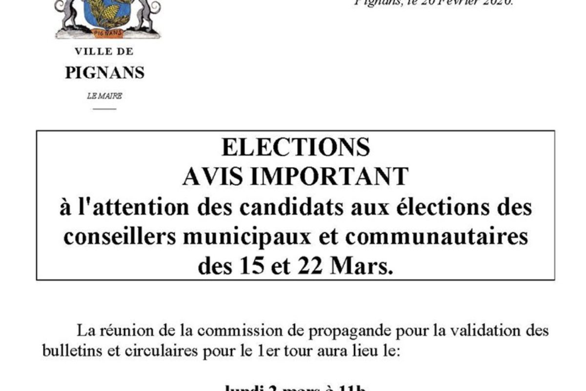 [Avis] commission de propagande pour la validation des bulletins – 2 mars 2020