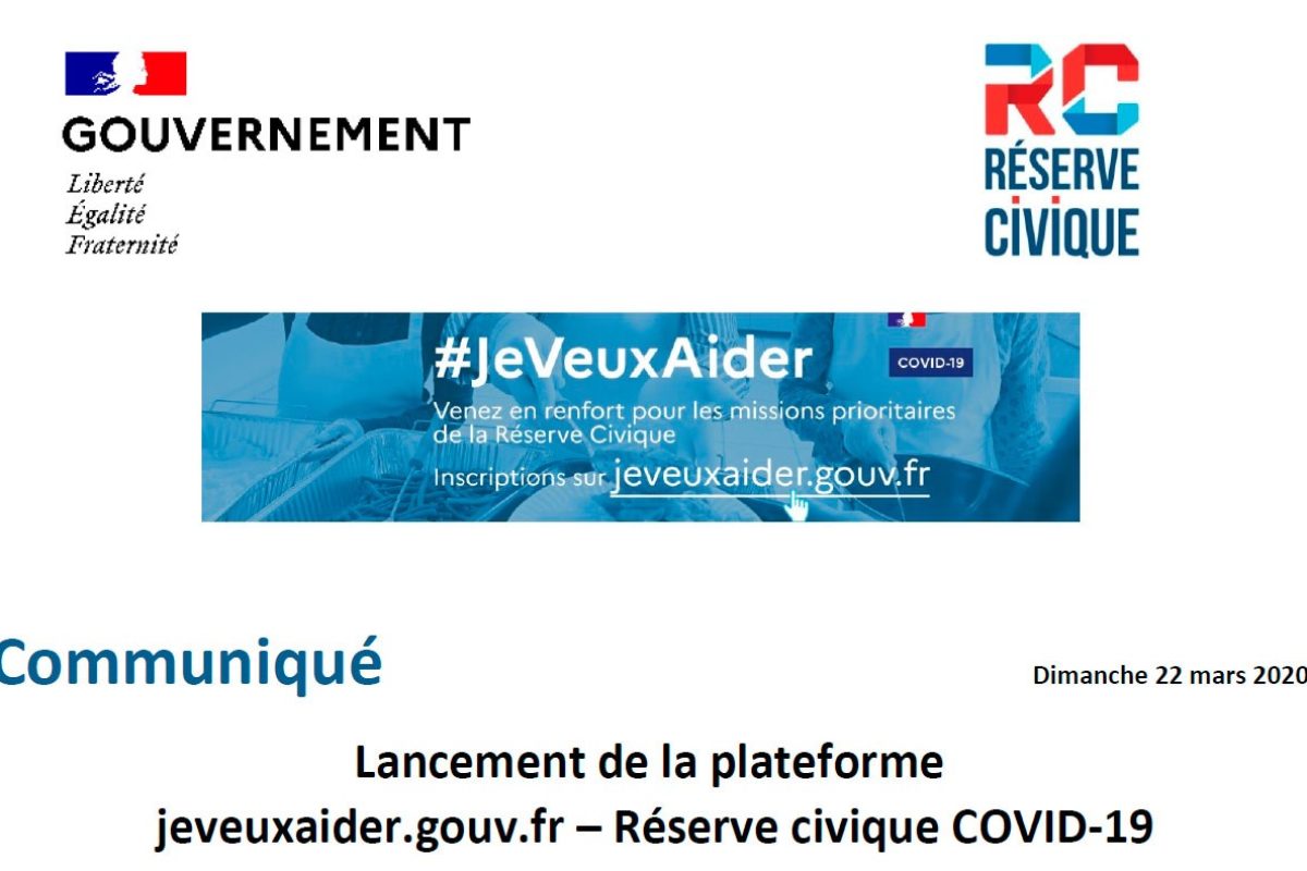 Réserve civique COVID-19 – Lancement de la plateforme jeveuxaider.gouv.fr