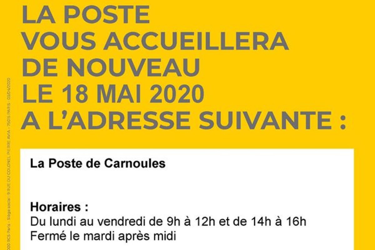 [Covid-19] Réouverture de la poste de Carnoules