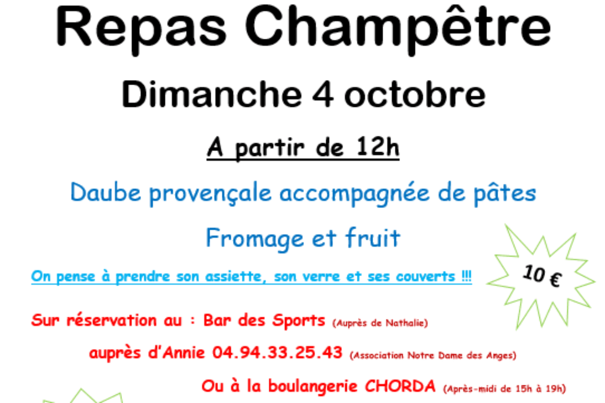 4 oct. – [ANNULE] Repas champêtre