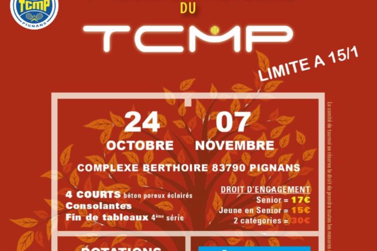 24 Oct. [ANNULE] – 7 Nov. – TCMP – Tournoi d’automne
