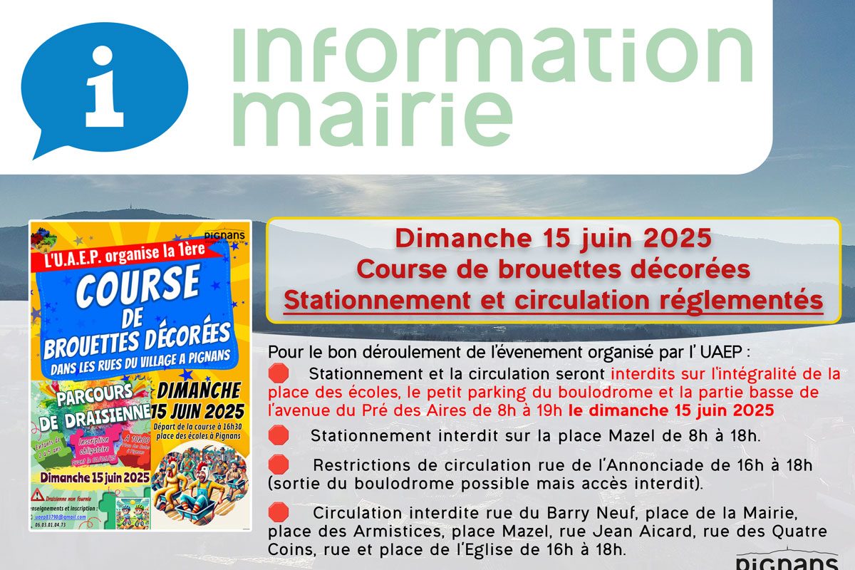 15 juin – Stationnement et circulation réglementés pour la course brouettes décorées