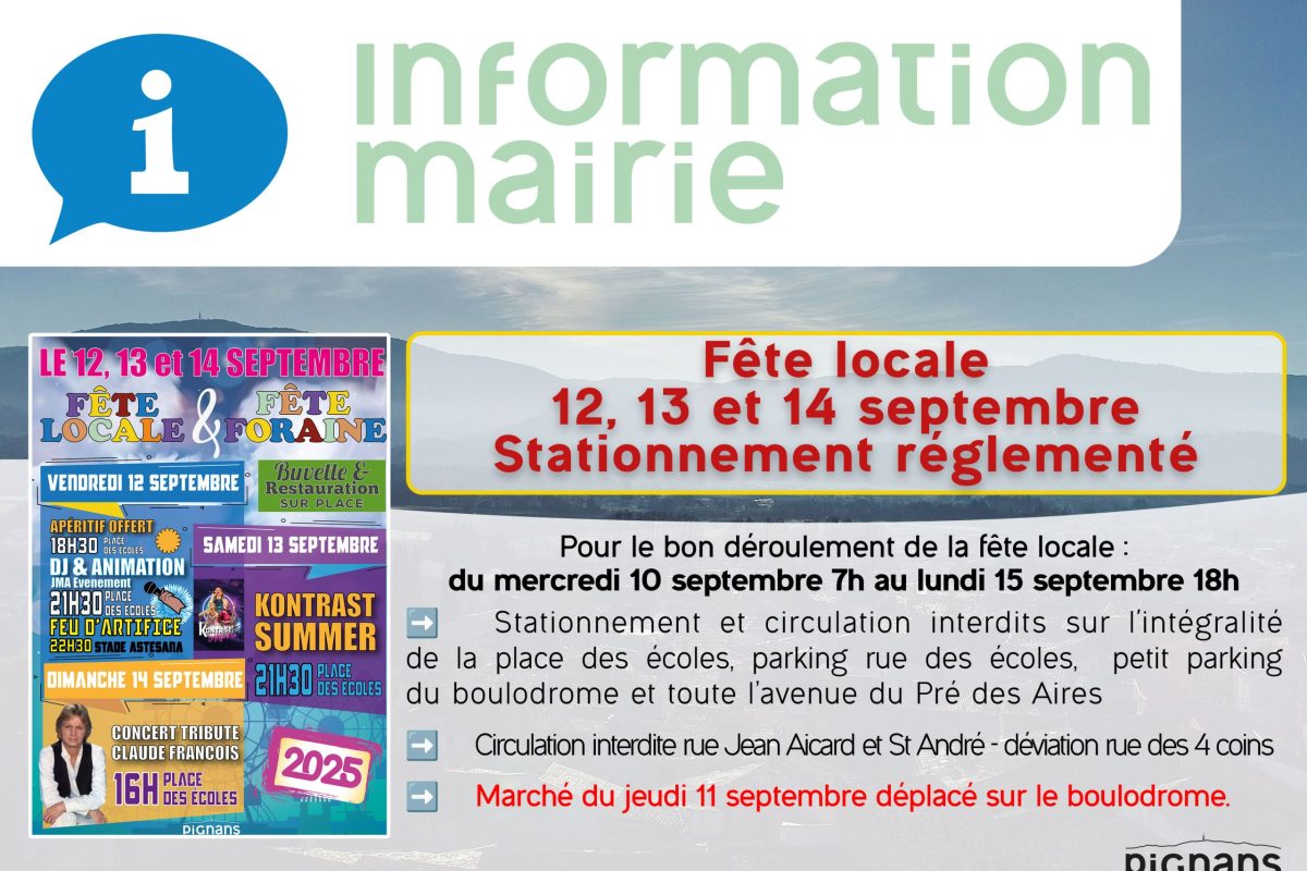 ð¢[Rappel] Fête locale 2025: Circulation et stationnement réglementés
