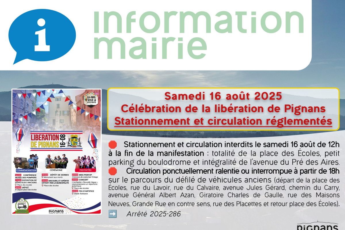 16 août – Stationnement et circulation réglementés