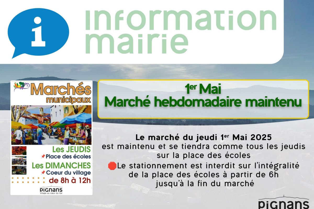 Marché du 1er mai 2025 maintenu