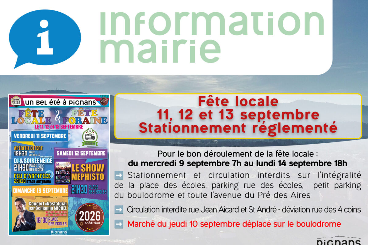 ð¢[Rappel] Fête locale : Circulation et stationnement réglementés