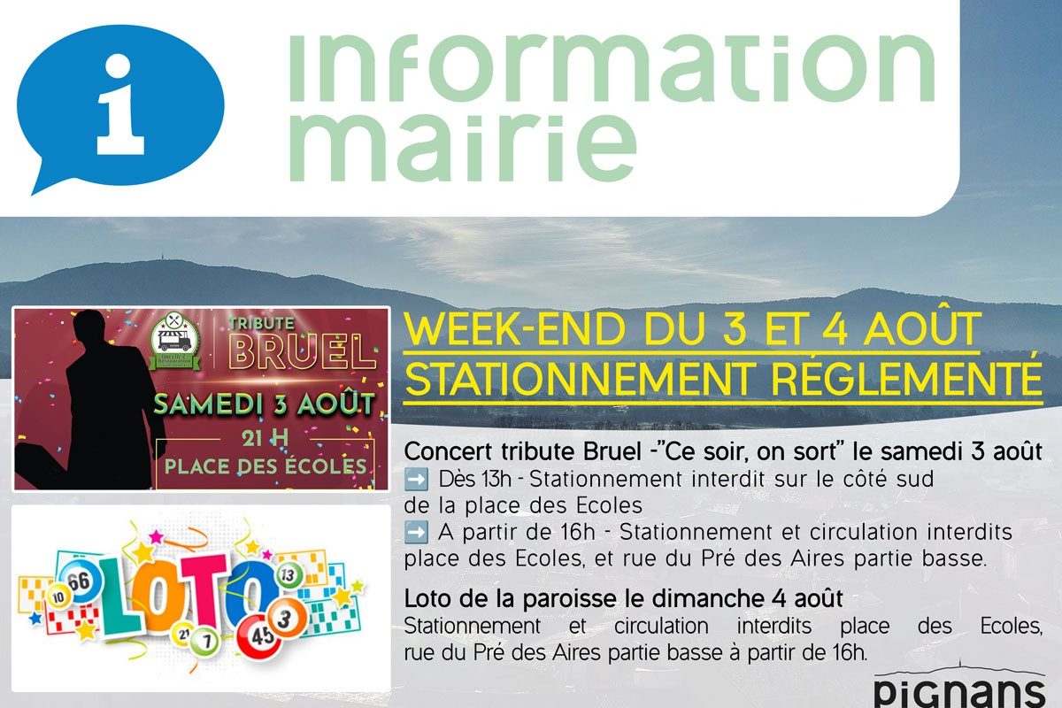 Week-end du 3 et 4 août – Stationnement Réglementés