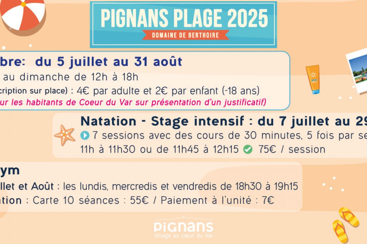 Ouverture exceptionnelle de Pignans Plage le mercredi 2 juillet