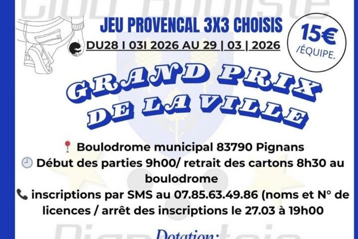 28 et 29 mars – Concours de pétanque – Grand prix de la ville
