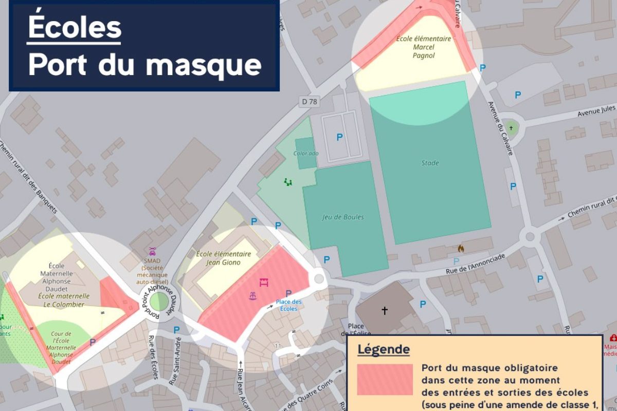 🚸😷 Port du masque obligatoire autour des écoles