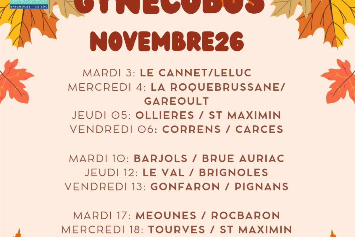 Programme du Gynecobus de novembre 2026