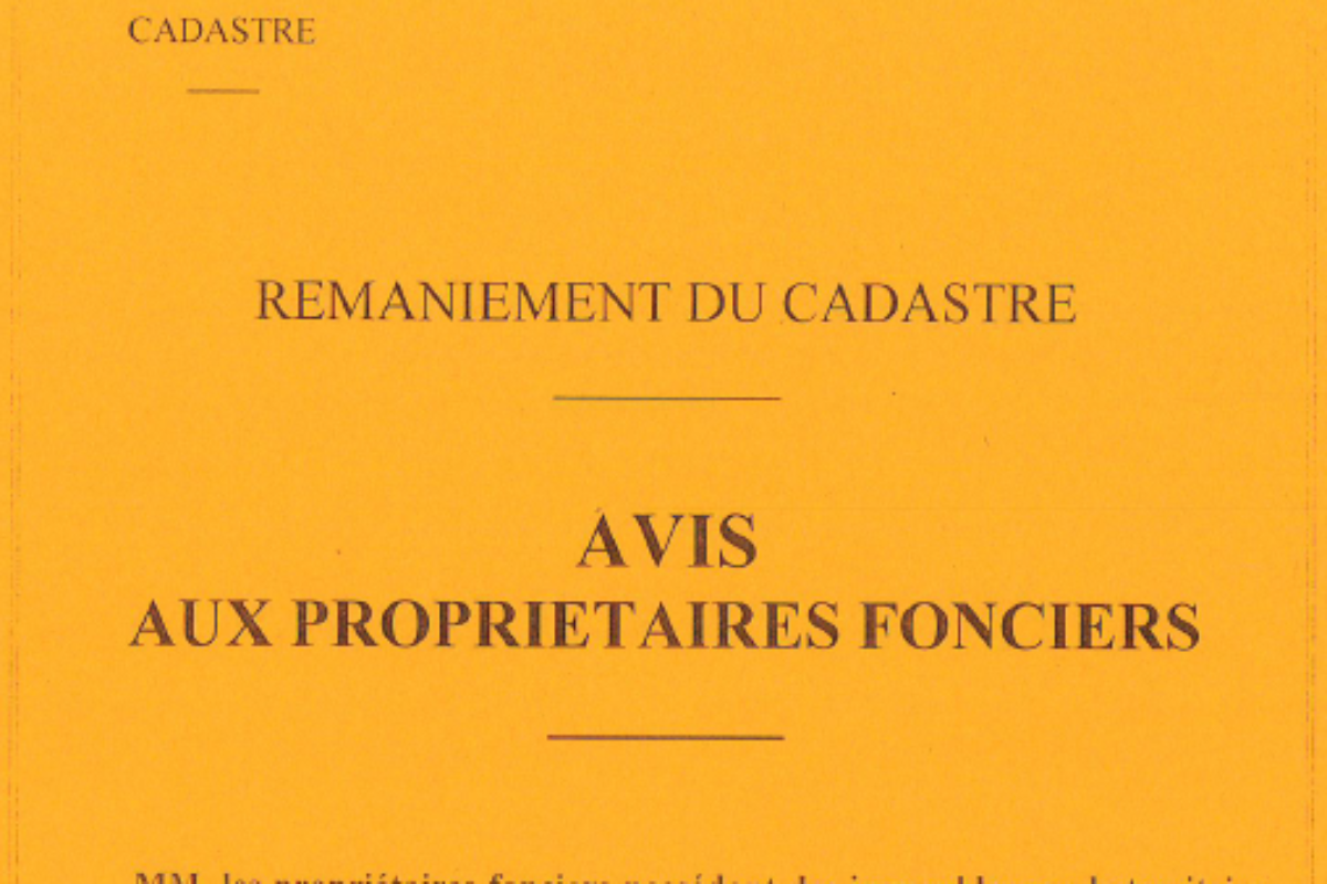 Remaniement du cadastre à partir du 12 octobre 2022