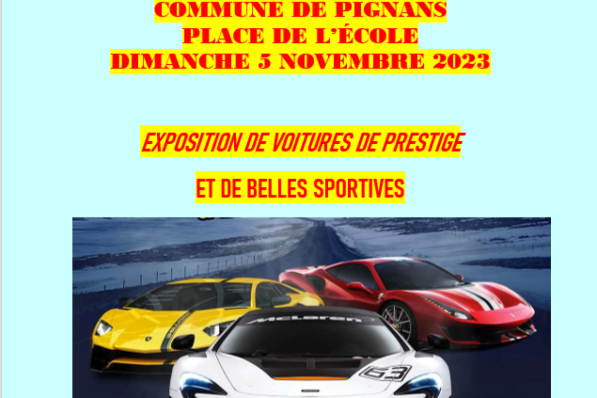 5 nov – Exposition de voitures de prestige