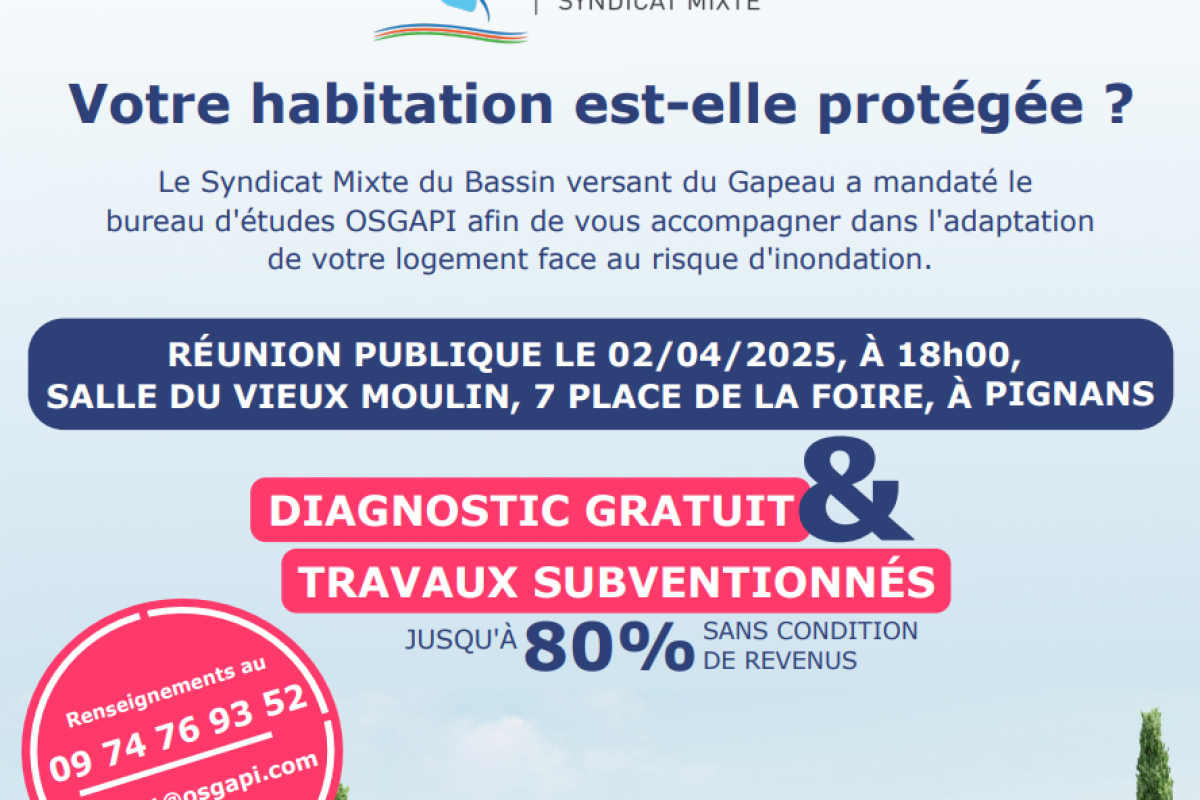 2 avril – Réunion publique – Protection habitation face aux inondations