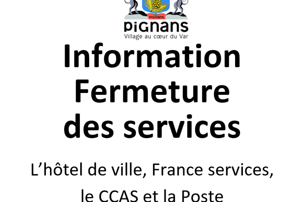 Fermeture des services les 10 et 11 novembre 2025