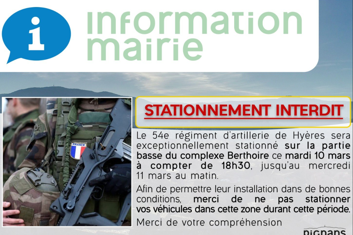 Complexe Berthoire – Stationnement interdit sur la partie basse