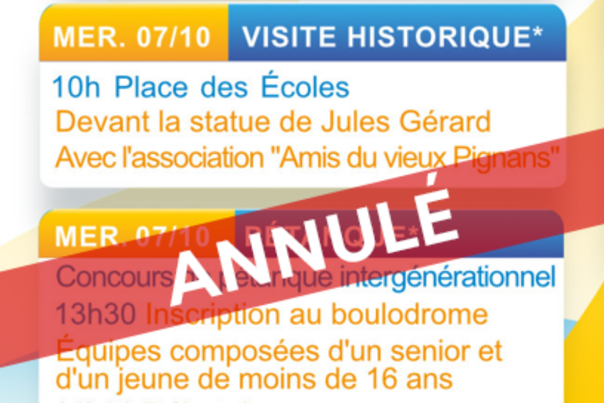 Semaine bleue – Activités du mercredi annulées
