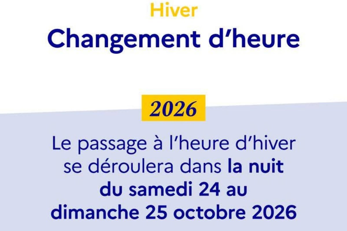 24 oct. – Changement d’heure hiver 2026