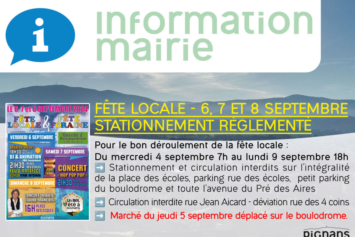 Fête locale : Circulation et stationnement réglementés