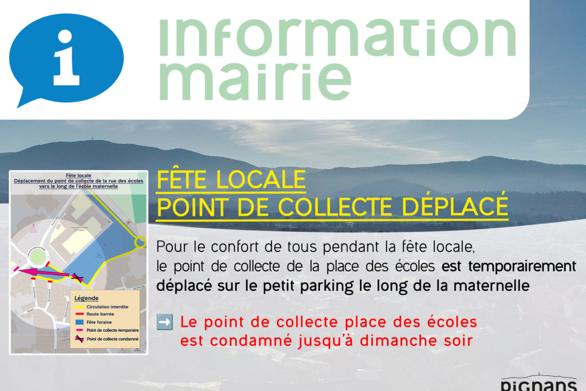 Fête locale 2024 – Point de collecte des écoles déplacé