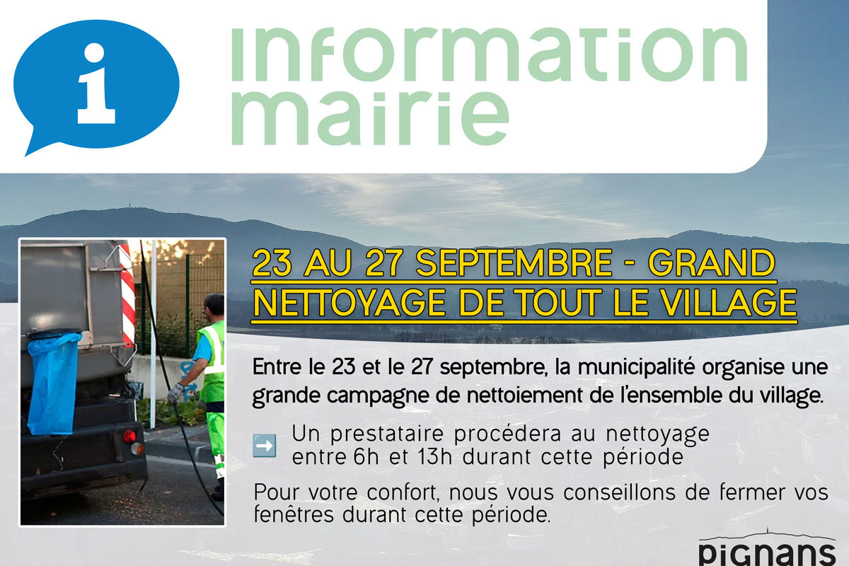 Campagne de nettoiement – 23 au 27 septembre