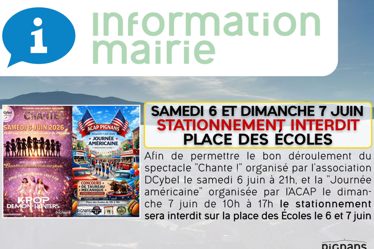 Stationnement interdit place des écoles les 6 et 7 juin
