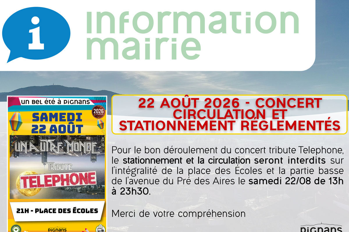 Concert Tribute Téléphone – samedi à 21h, place des Écoles !
