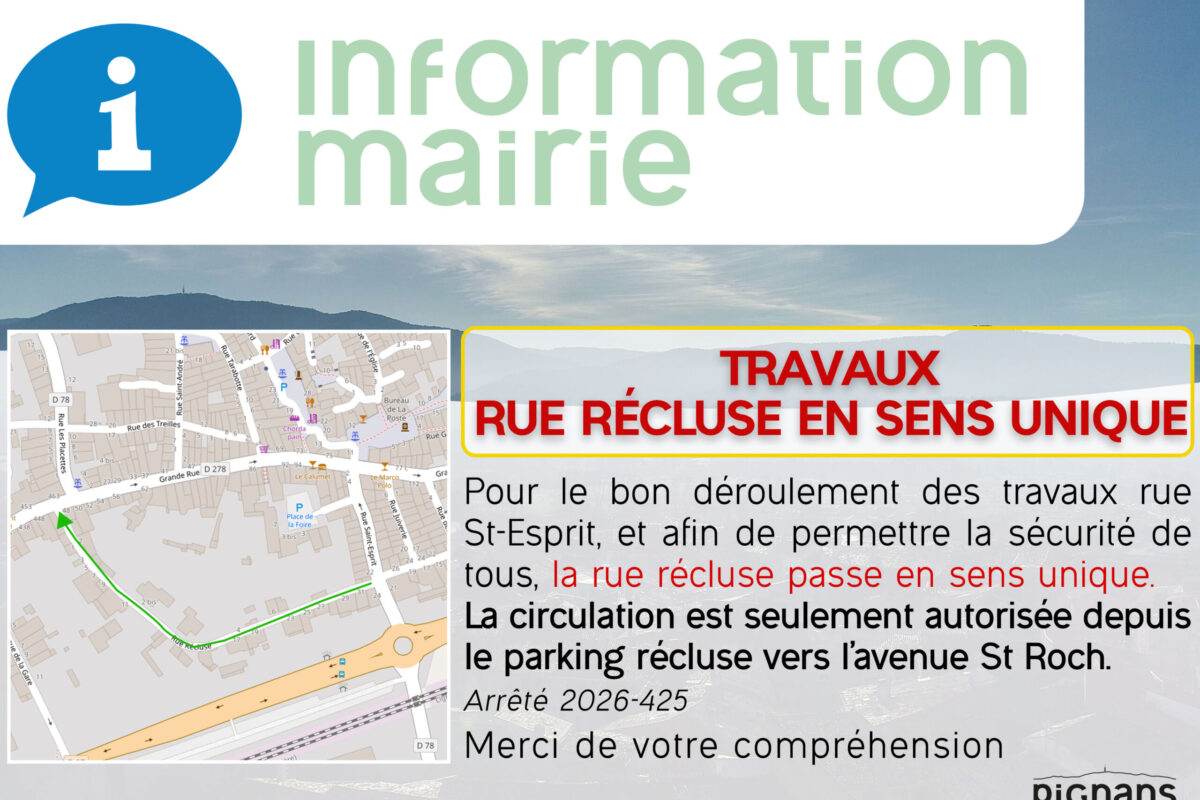[Travaux] RUE RÉCLUSE EN SENS UNIQUE