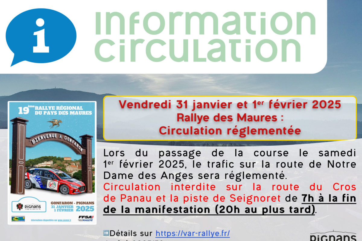 Rallye des Maures – Circulation réglementée