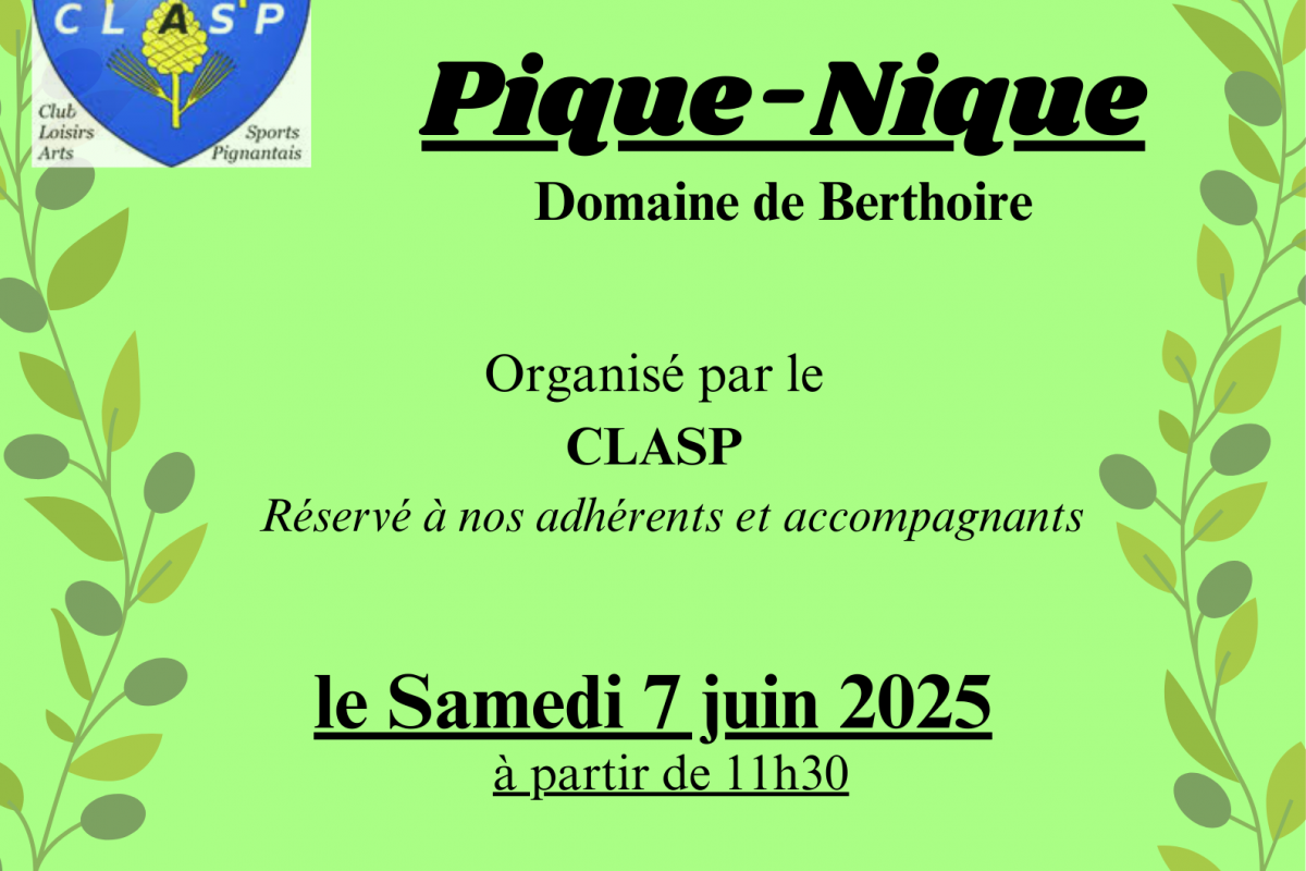 7 juin – Pique Nique du CLASP à Berthoire