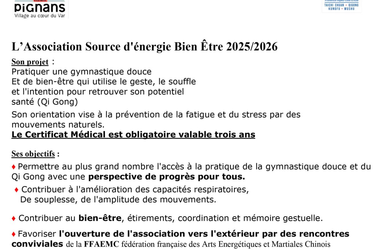Programme Source d’énergie bien être 2025-2026