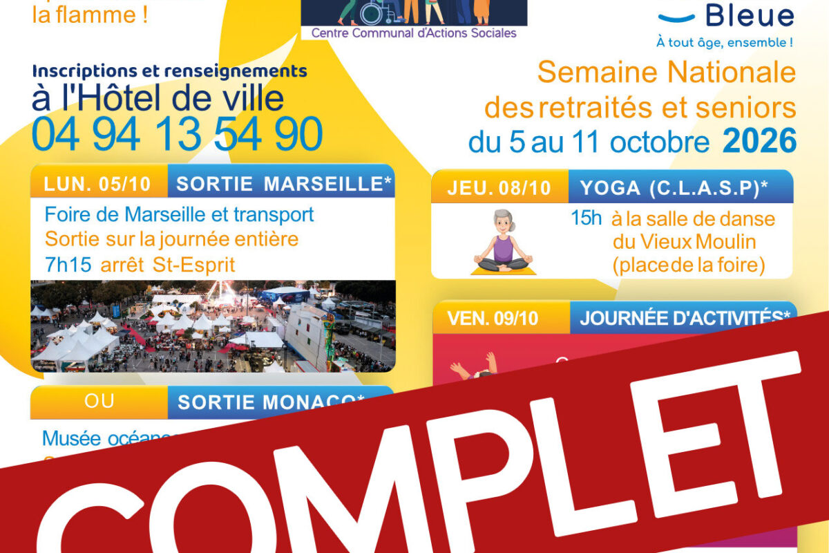 5 au 11 oct. – Semaine bleue 2026 – CCAS