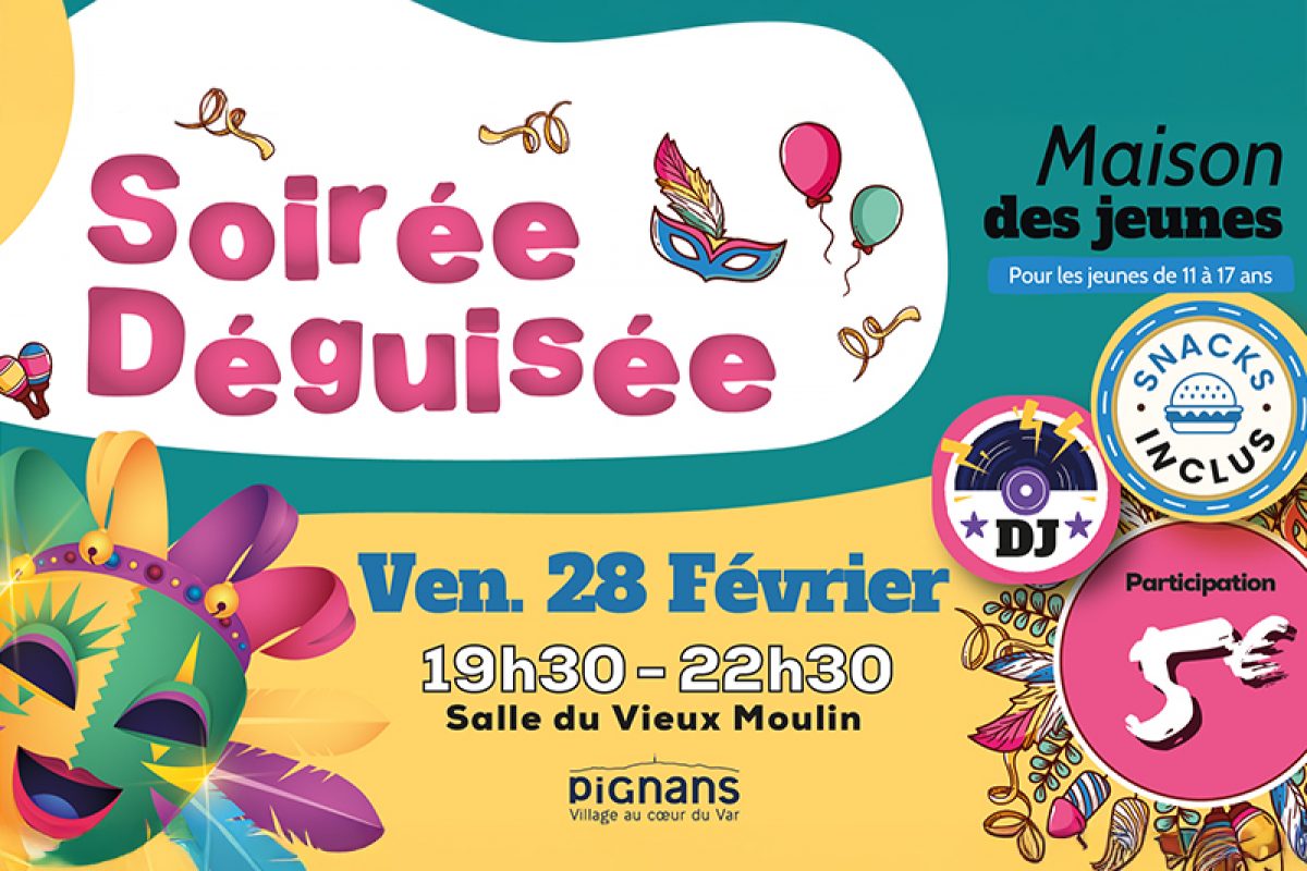 🎭28 fév – Soirée déguisée – Maison des jeunes