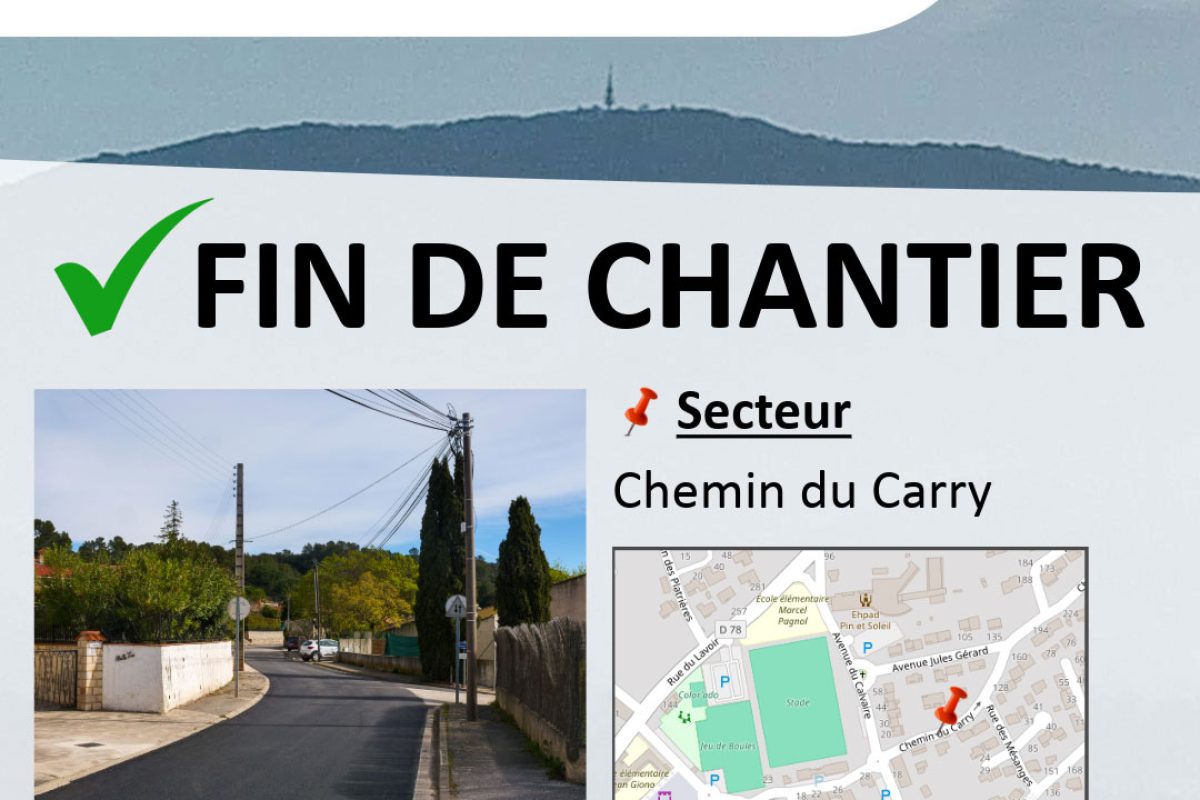 ð§[Information travaux] Fin de chantier chemin du carry