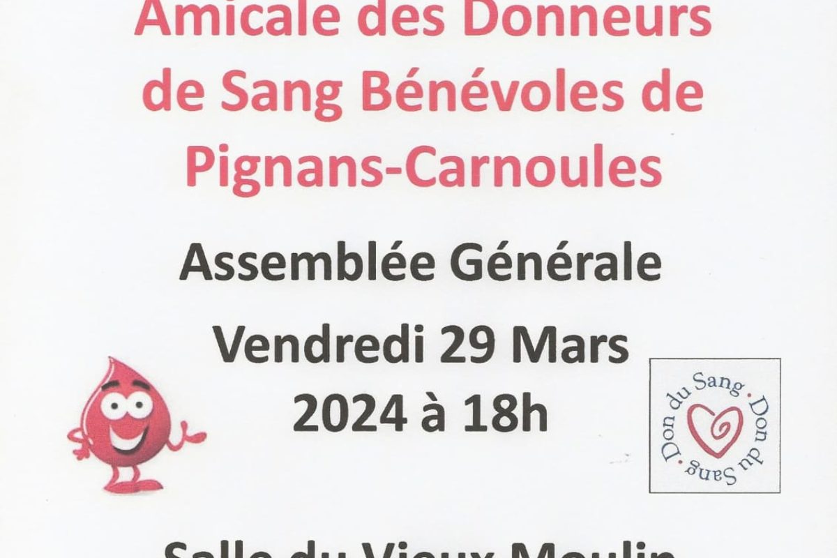 29 mars – AG des Donneurs de Sang Bénévoles